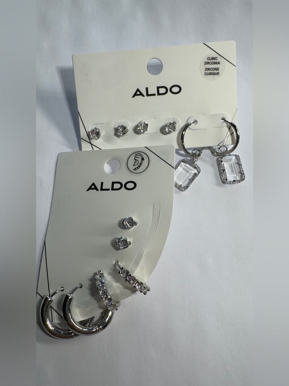 ALDO Silver Cubic Zirconia Earring Set - Silver